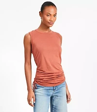 Side Tie Linen Blend Tank Top