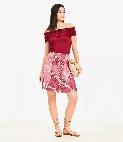 Petite Chambray Seamed Midi Skirt