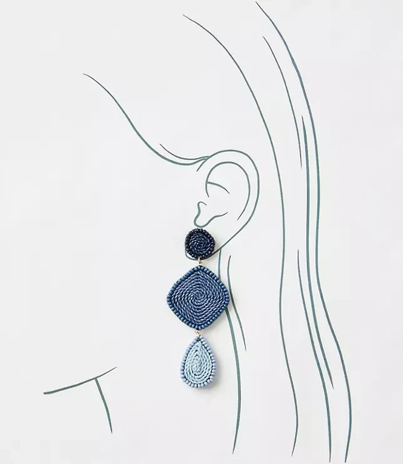 Linear Fabric Wrapped Statement Earrings