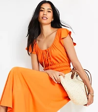 Petite Smocked Flutter Midi Dress