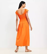 Petite Smocked Flutter Midi Dress