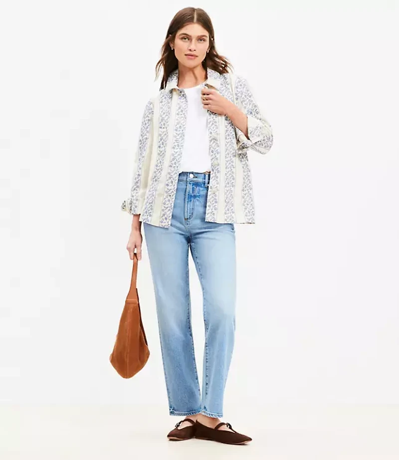 Petite High Rise Straight Jeans Bright Vintage Wash