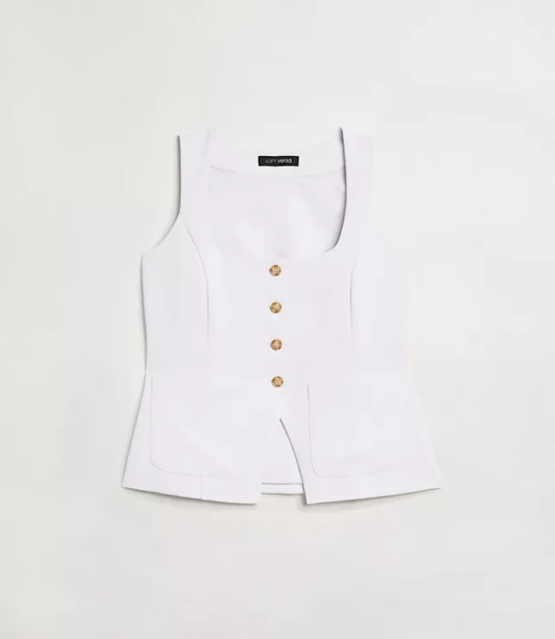 Petite LOFT Versa Crepe Drape Tank Pocket Vest