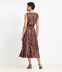 Petite Dotted Satin Shoulder Tie Maxi Dress