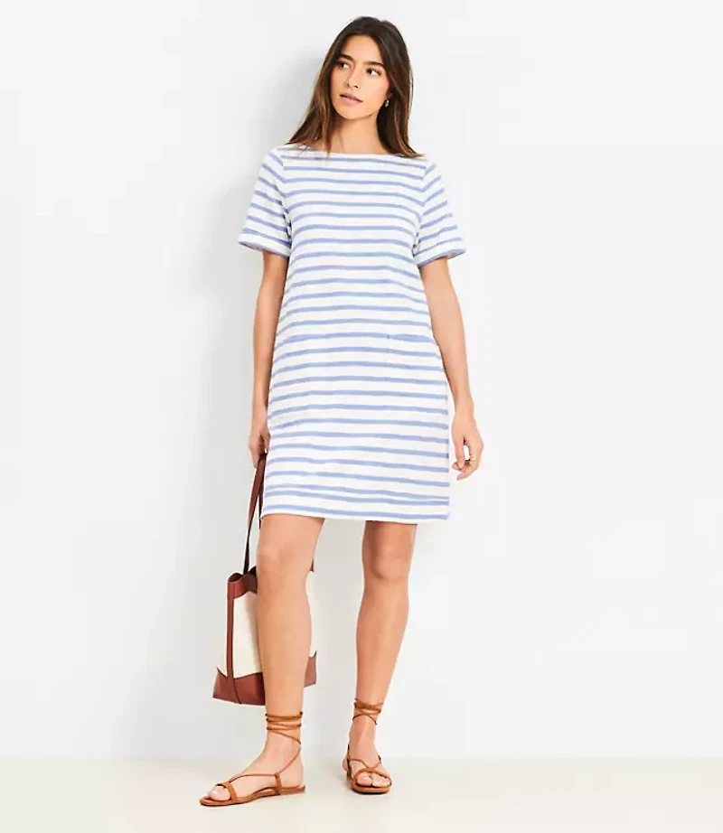 Petite Striped Pocket Tee Dress