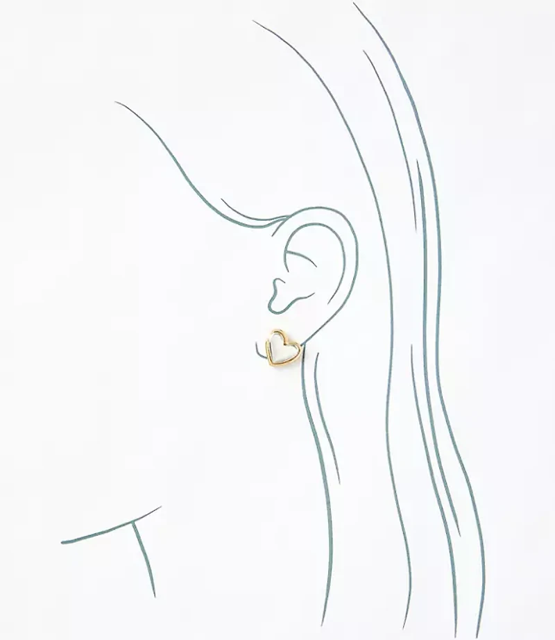 Heart Mixed Metal Stud Earrings