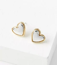 Heart Mixed Metal Stud Earrings
