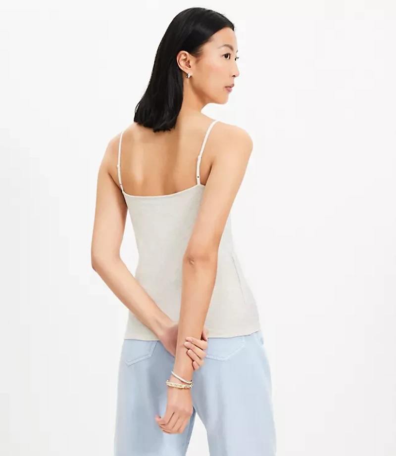 Petite Heathered Lace Trim Ribbed Cami