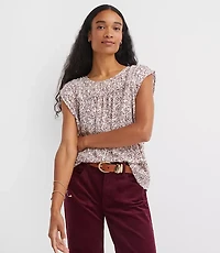 Floral Cap Sleeve Mixed Media Blouse