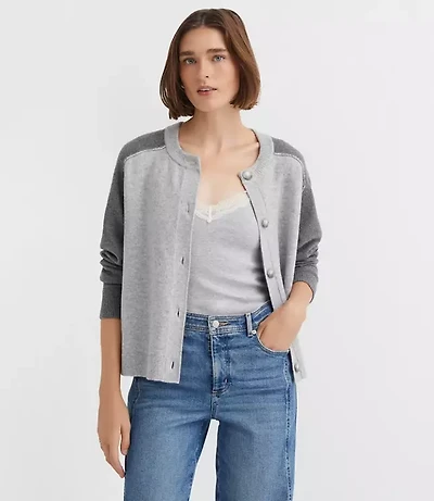 Petite Colorblock Saddle Sleeve Cardigan