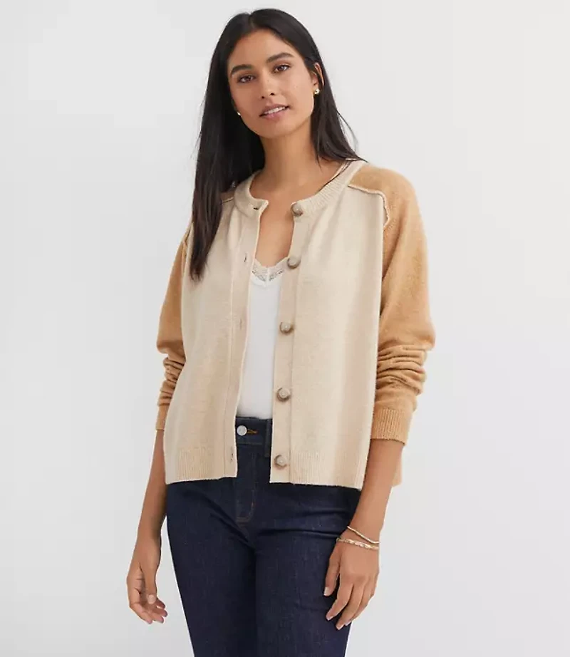 Petite Colorblock Saddle Sleeve Cardigan