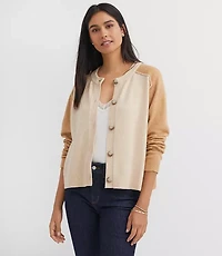 Petite Colorblock Saddle Sleeve Cardigan