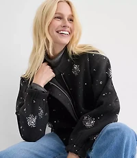 Sequin Embellished Bomber Jacket