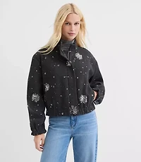 Sequin Embellished Bomber Jacket