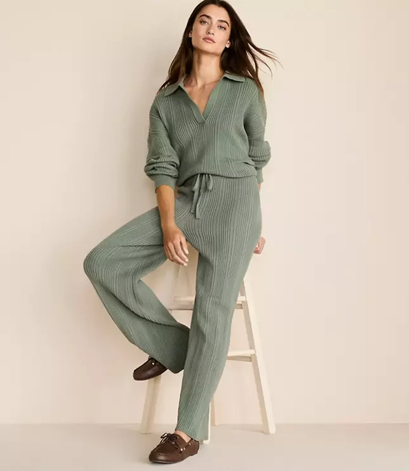Lou & Grey Ribbed Wide Leg Sweater Pants