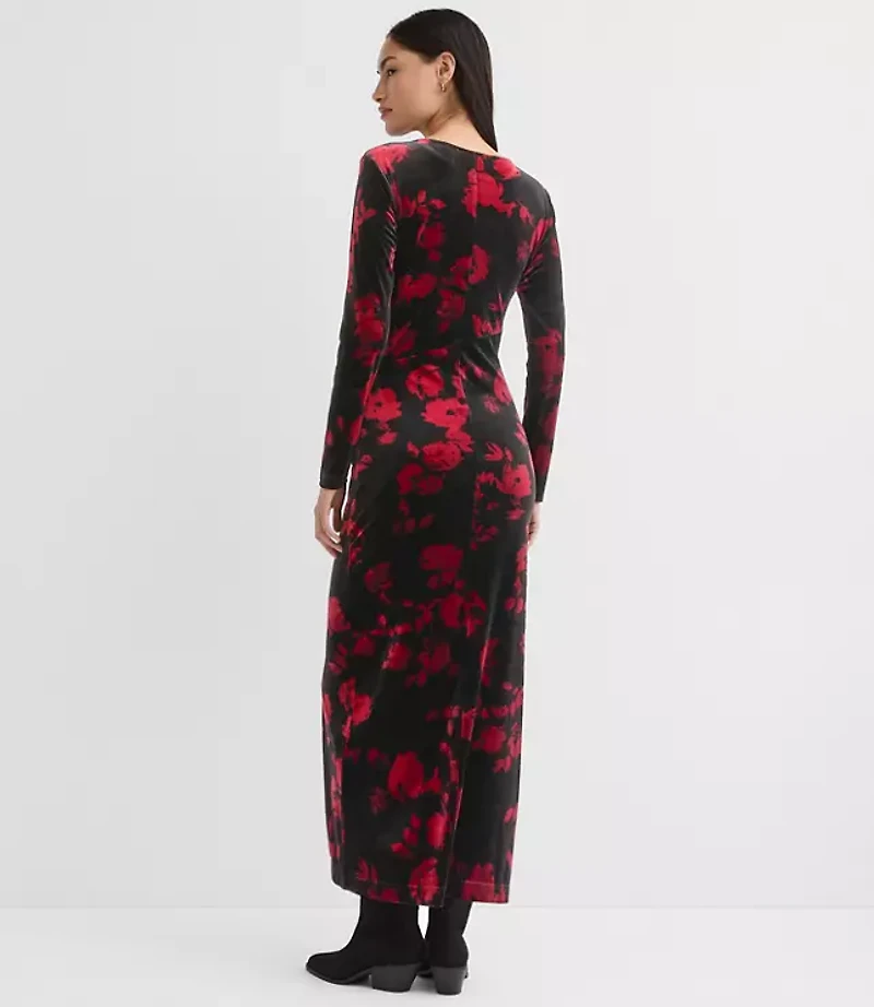 Velvet Ruched Midi Dress
