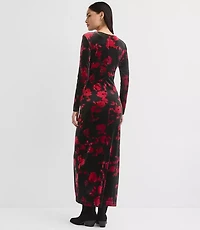 Velvet Ruched Midi Dress