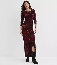 Velvet Ruched Midi Dress