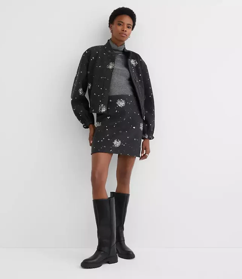 Sequin Embellished Mini Skirt