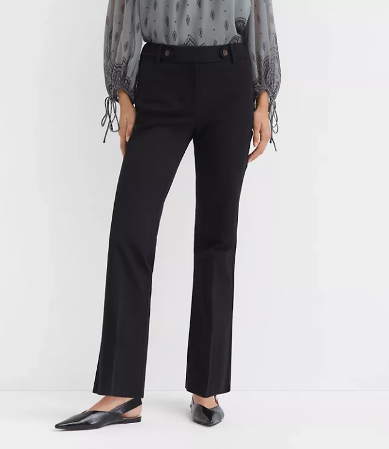 Tab Waist Boot Cut Pants Bi-Stretch