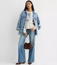 Embroidered Smocked Peplum Blouse