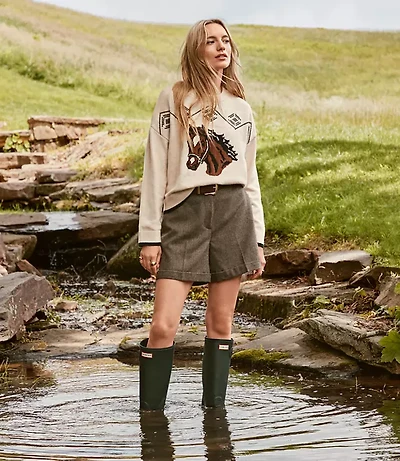 Petite Cuffed Shorts Wool Blend