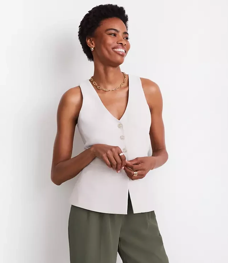 Petite LOFT Versa Crepe Drape Halter Vest