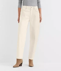Petite High Rise Barrel Jeans Ivory