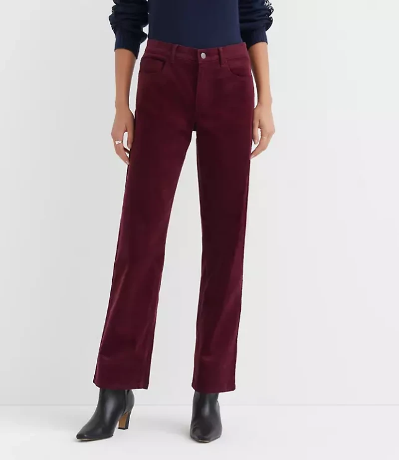 Petite Five Pocket Relaxed Straight Pants in Brushed Corduroy