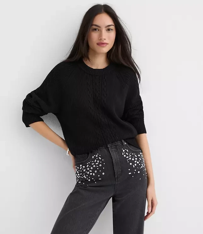 Petite Ribbed Cable Sweater