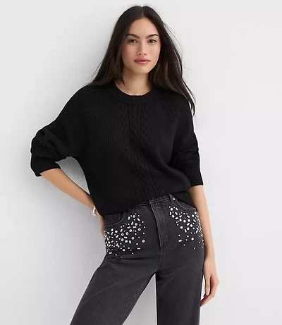 Petite Ribbed Cable Sweater