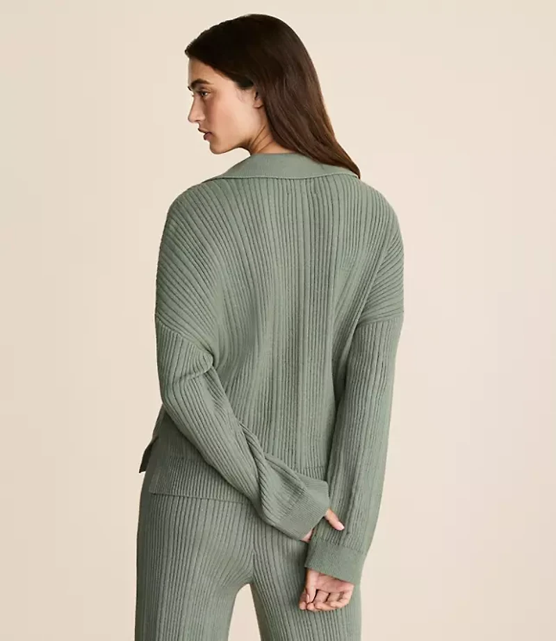 Lou & Grey Ribbed Collared Sweater