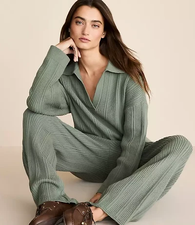 Lou & Grey Ribbed Collared Sweater