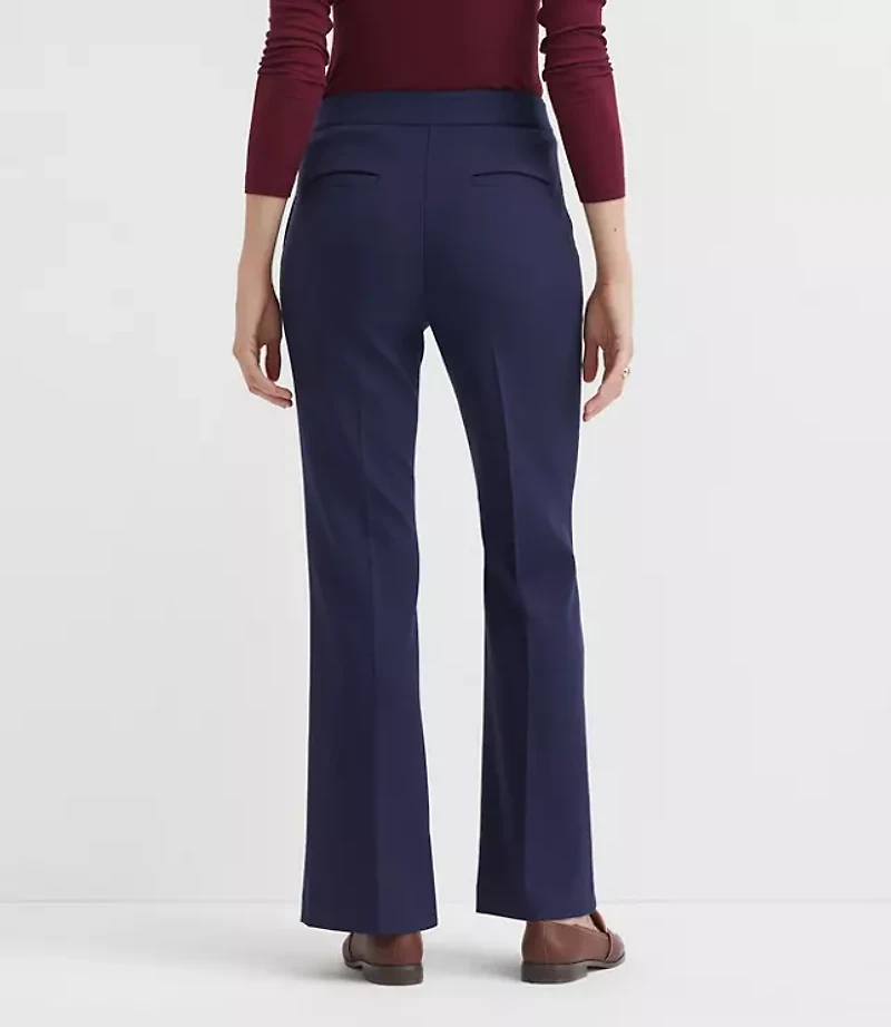 Petite Pintucked Flare Pants Twill