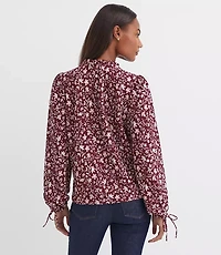 Petite Floral Ruffle Tie Cuff Top