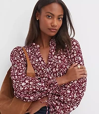 Petite Floral Ruffle Tie Cuff Top