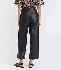 Petite Wide Leg Culottes in Faux Leather