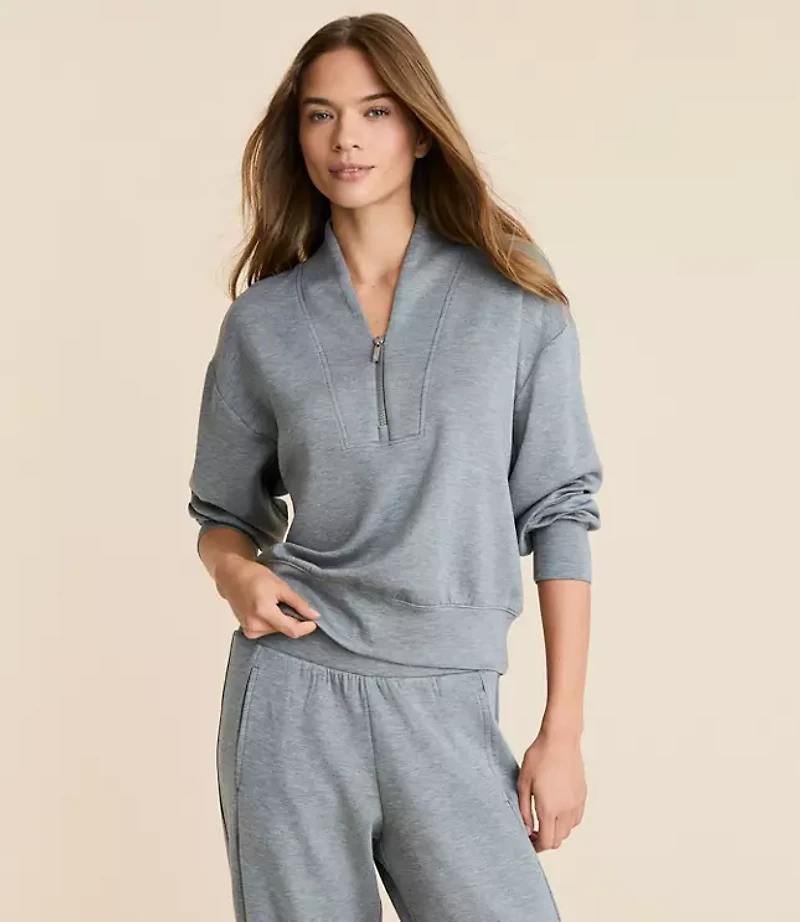 Lou & Grey Heathered Scubasoft Half Zip Top