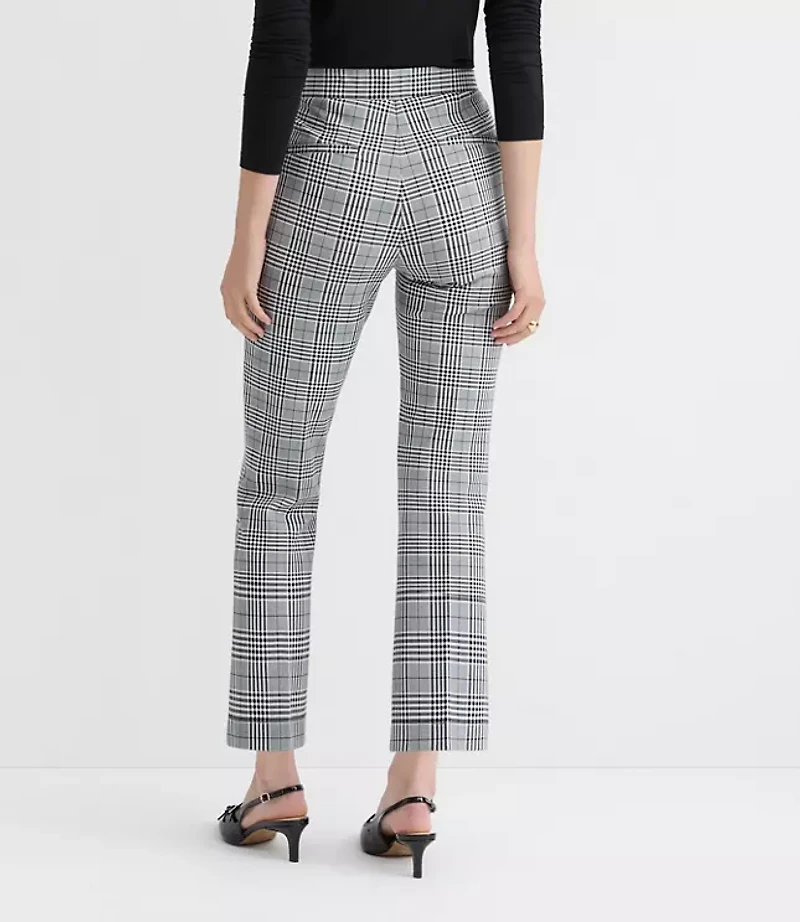 Petite Pintucked Kick Crop Pants Plaid Ponte