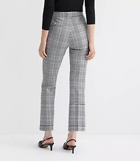 Petite Pintucked Kick Crop Pants Plaid Ponte