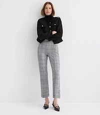 Petite Pintucked Kick Crop Pants Plaid Ponte