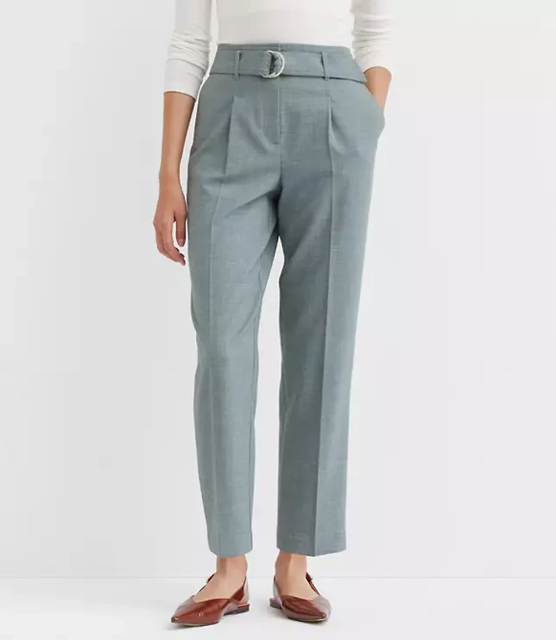 Petite Belted Taper Pants in Melange