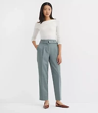 Petite Belted Taper Pants in Melange