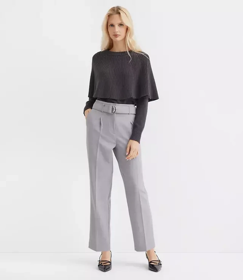Petite Belted Taper Pants Melange