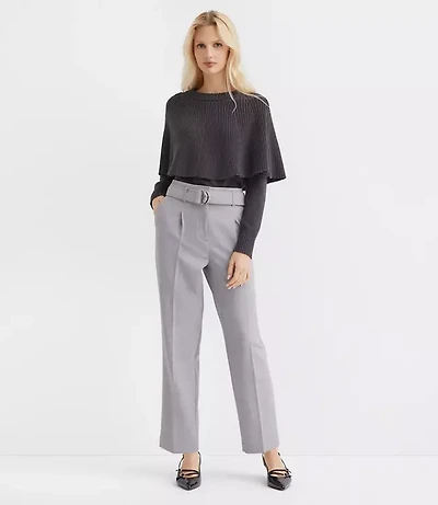 Petite Belted Taper Pants Melange