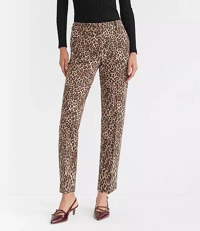 Petite Curvy Riviera Slim Pants Leopard Print Bi-Stretch