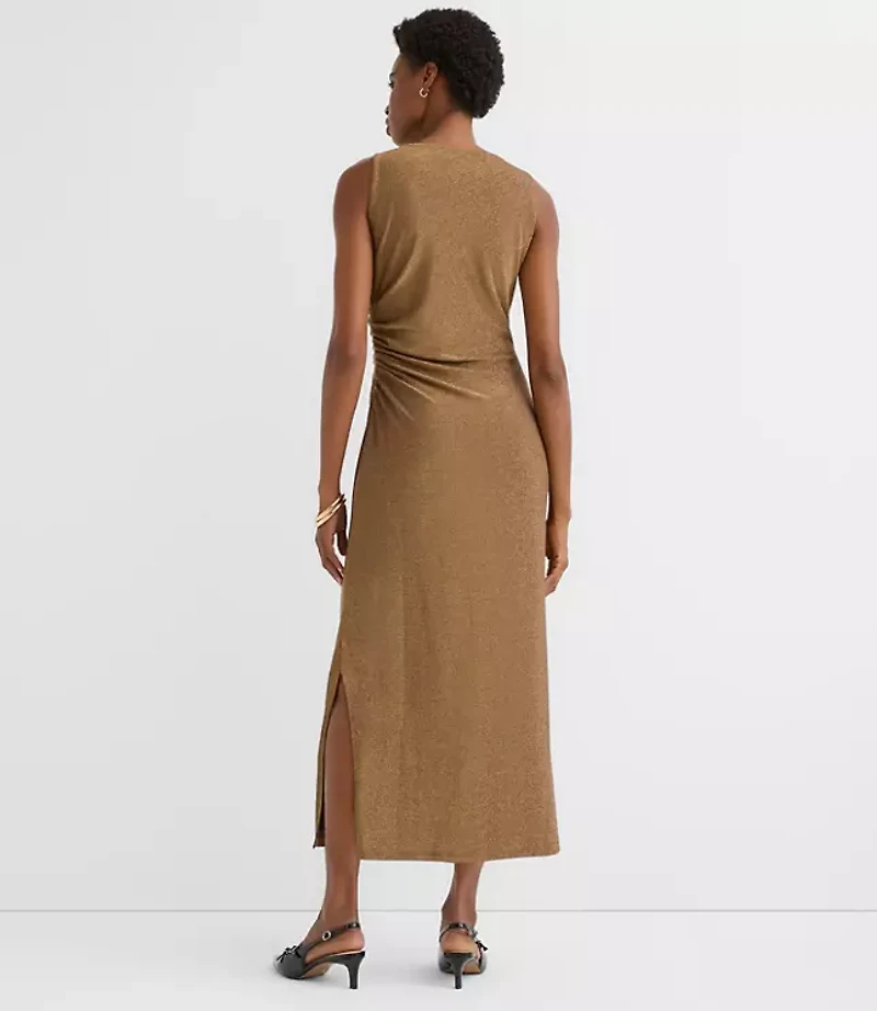 Shimmer Side Ruched Midi Dress