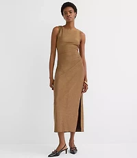 Shimmer Side Ruched Midi Dress