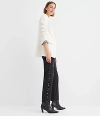 Studded High Rise Straight Jeans Washed Black