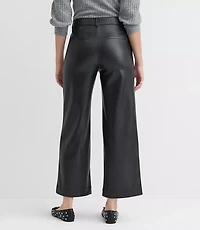 Petite Curvy Wide Leg Pants Faux Leather